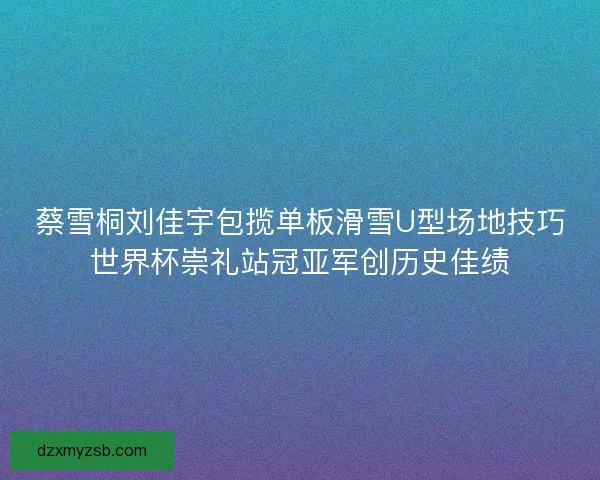 蔡雪桐刘佳宇包揽单板滑雪U型场地技巧世界杯崇礼站冠亚军创历史佳绩