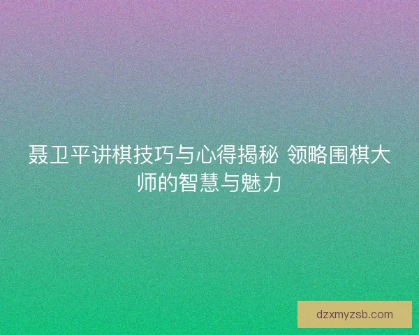 聂卫平讲棋技巧与心得揭秘 领略围棋大师的智慧与魅力 聂卫平讲棋技巧与心得揭秘 领略围棋大师的智慧与魅力